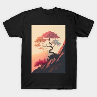 The Japanese Maple's Perch: A Pastel Oasis T-Shirt